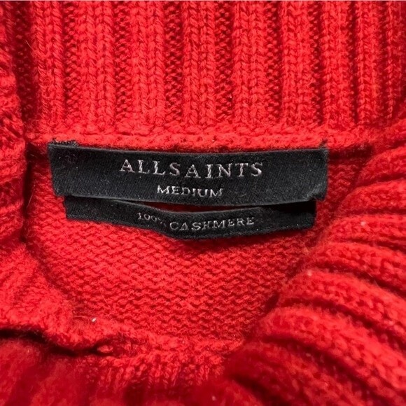 AllSaints Witby Roll Neck Asymmetric Cashmere Sweater in Rare Red Color Medium - Picture 9 of 11